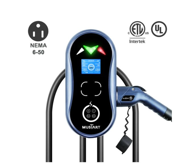 Mustart Power Level 2 EV 32A 25' Cable Adjustable NEMA 14-50 Charging Station New