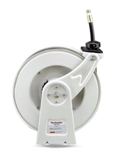 ReelWorks M850154 2320 PSI 1/2" x 50' 1/2" MNPT Connections Single Arm Retractable Oil Hose Reel New