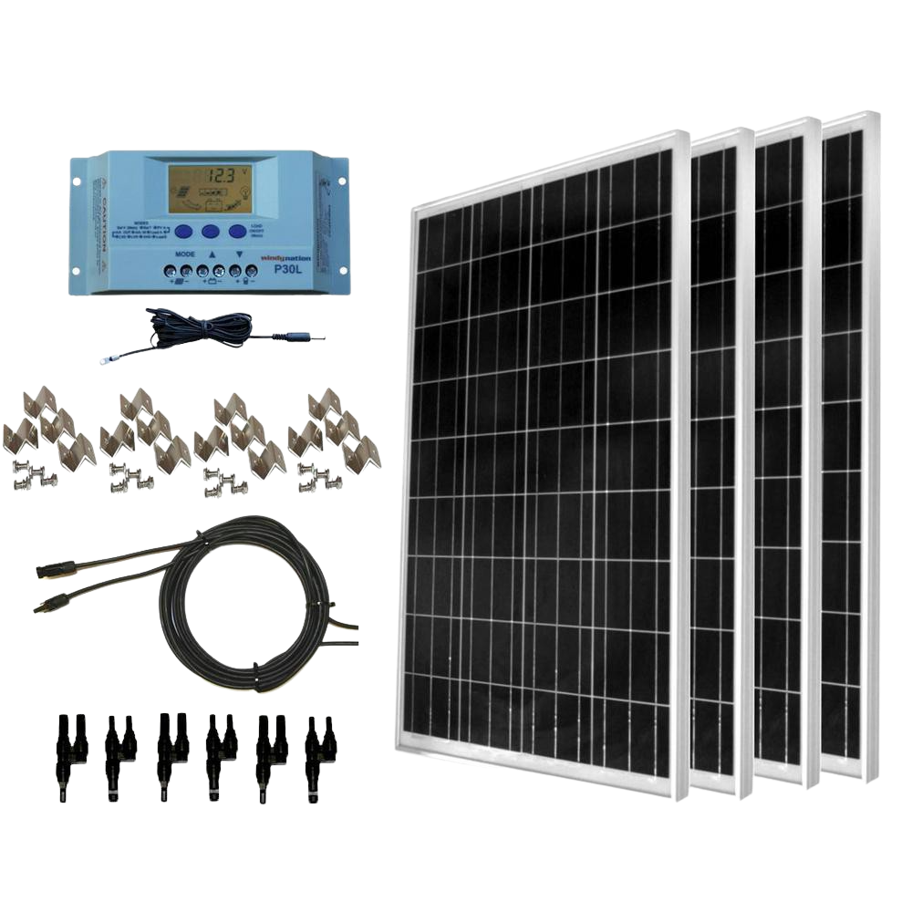 WindyNation SOK-400WP-P30L 400 Watt Solar Panel Kit With LCD Charge Controller New