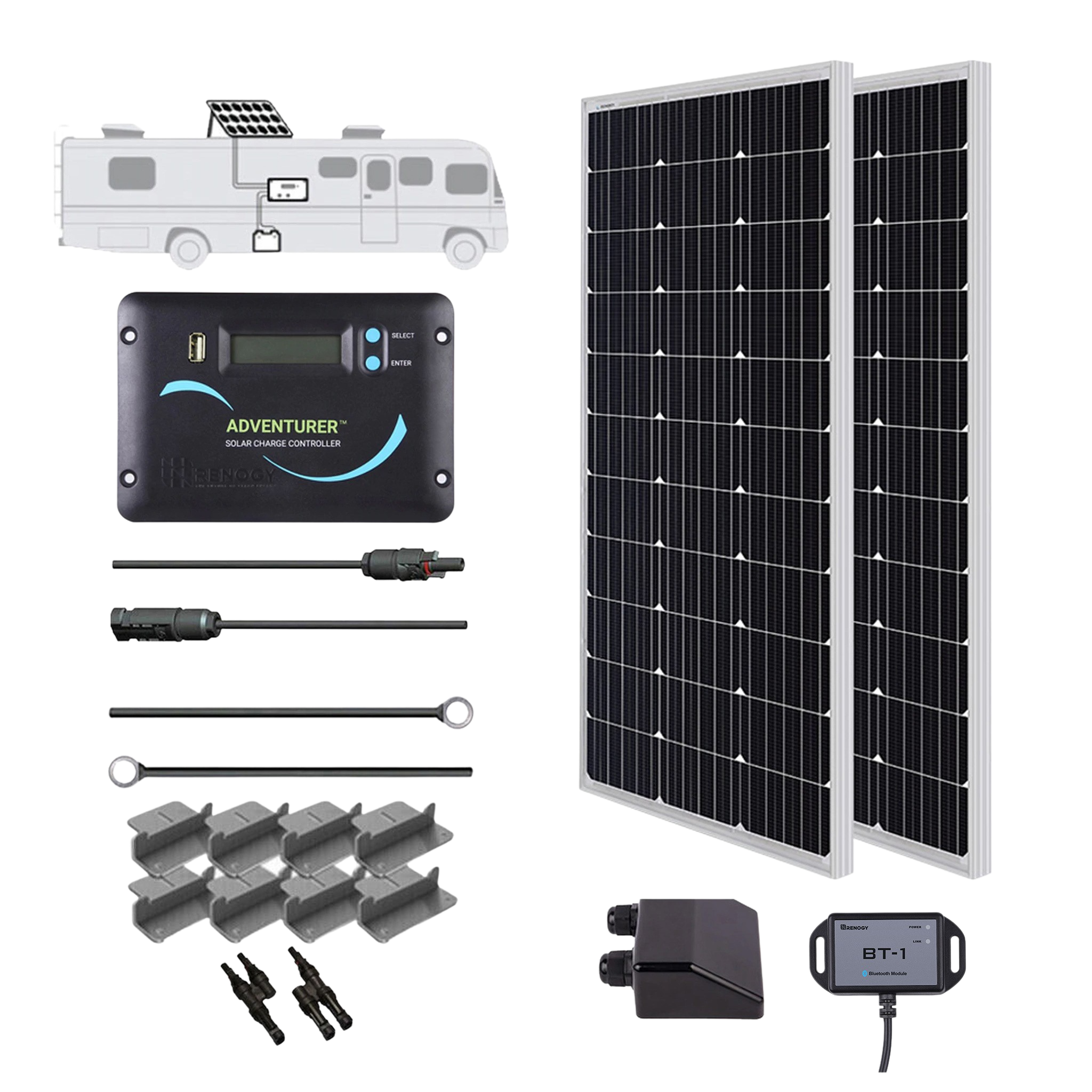 Renogy RNG-KIT-RV200D-ADV30-US 200 Watt 12 Volt Solar RV Kit New