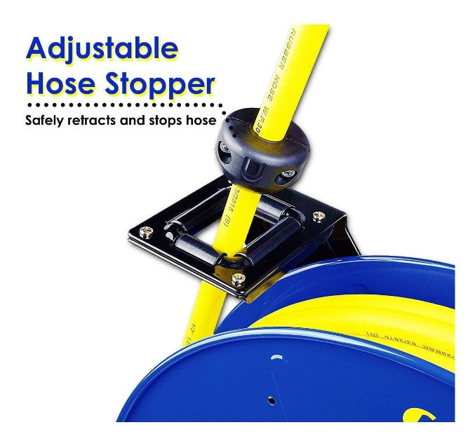 Goodyear Industrial Retractable Air Hose Reel Single Arm 1/2" x 65' 300 PSI 1/4" NPT Single Arm Retractable Air Hose Reel L808204G New