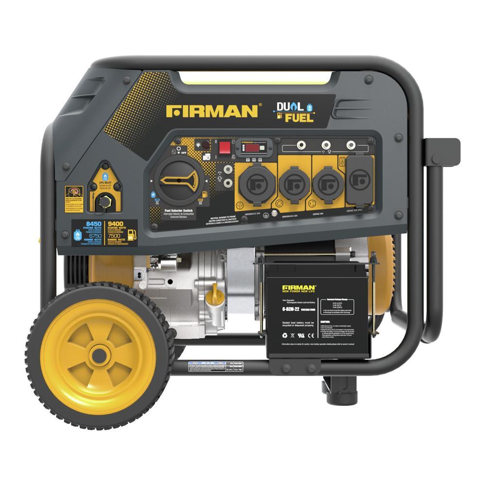 Firman H07552 7500W/9400W Dual Fuel Electric Start 50A Generator Manufacturer RFB