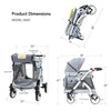 WonderFold Baby MJ01 Multi-Function Pram Stroller Wagon with Removable Seat – Chariot Mini Gray New