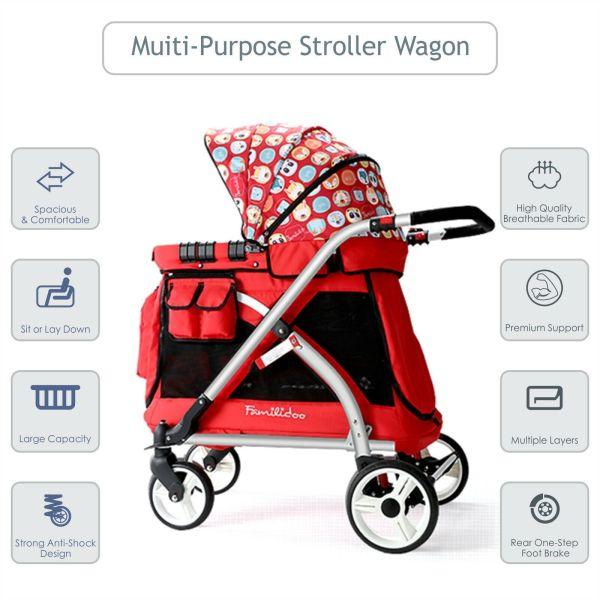 WonderFold Baby MJ01 Multi-Function Pram Stroller Wagon with Removable Seat – Chariot Mini Red New