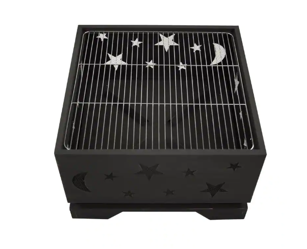 Pleasant Hearth Stargazer Deep Bowl 26 in. x 26 in. Square Steel Wood Fire Pit in Rubbed Bronze New