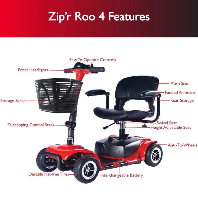 Zip'r Roo 4 Travel Mobility Scooter Red Open Box