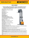 Ekko ER15 Walkie Reach Truck 3300 lbs. Load Capacity, 177" Height, Side Shift New