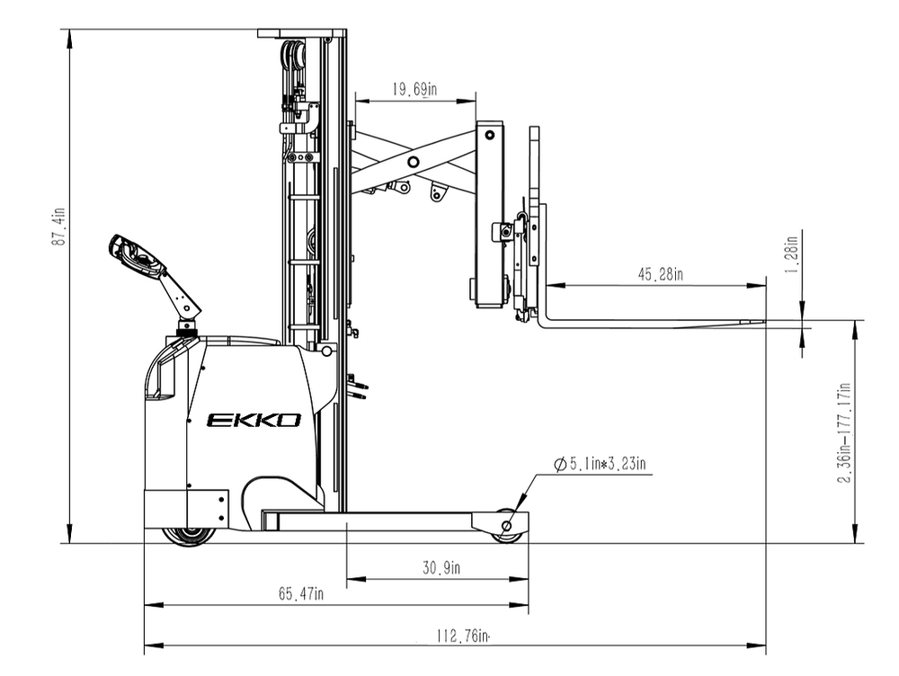 Ekko ER15L Walkie Reach Truck 138" Lifting Height 3300lb Capacity New