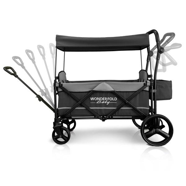 WonderFold Baby X2 Push/Pull 2-Passenger Double Stroller Wagon Grey New