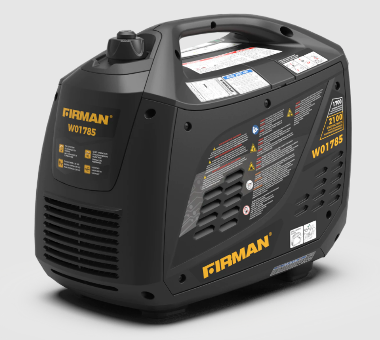 Firman W01785 1700W/2100W Gas Recoil Start Parallel Ready Inverter Generator With CO Alert New