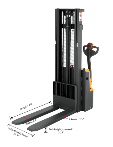 Apollolift A-3033 98" Lifting Height Fixed Legs 3300 lbs. Capacity Full Electric Walkie Stacker New