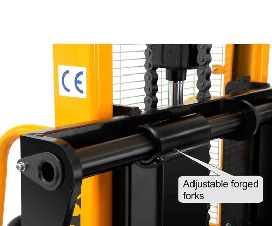 Apollolift A-3003 63" Lifting Height 2200 lbs. Capacity Adjustable Forks Manual Hydraulic Straddle Stacker New