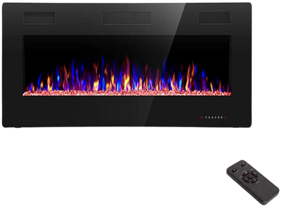 RW Flame 836C 750W-1500W 36 Inch Recessed and Wall Mounted Electric Fireplace With Remote Control Black New