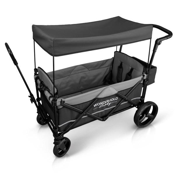 WonderFold Baby X2 Push/Pull 2-Passenger Double Stroller Wagon Grey New