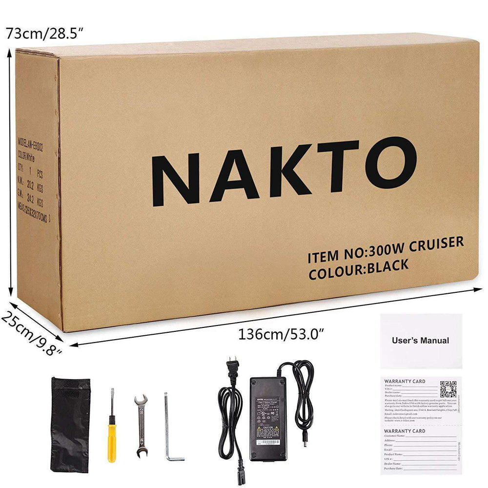 NAKTO 26 inch 300W 15.5 MPH Cruiser Electric Bicycle 5 Speed E-Bike 36V Lithium Battery New