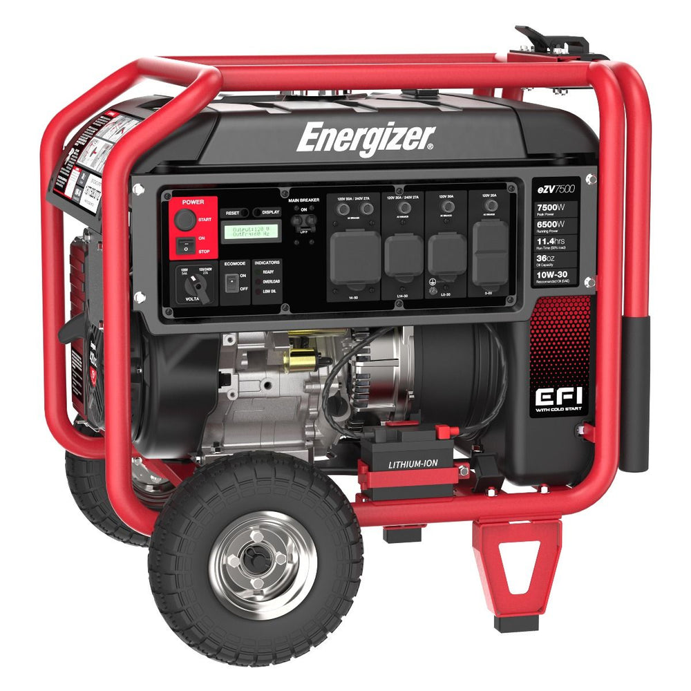 Energizer eZV7500 6500W/7500W EFI 50 Amp Electronic Fuel Injection Electric Start Inverter Generator Manufacturer RFB