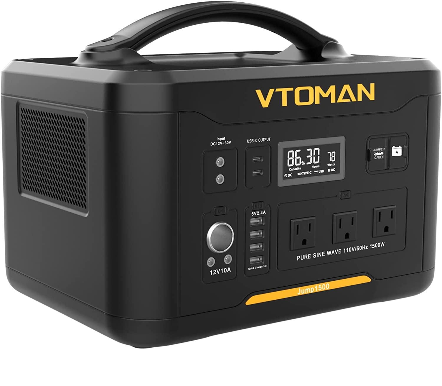 VTOMAN JUMP1500 1500W/1548Wh Portable Power Station Solar Generator with Jump Starter New