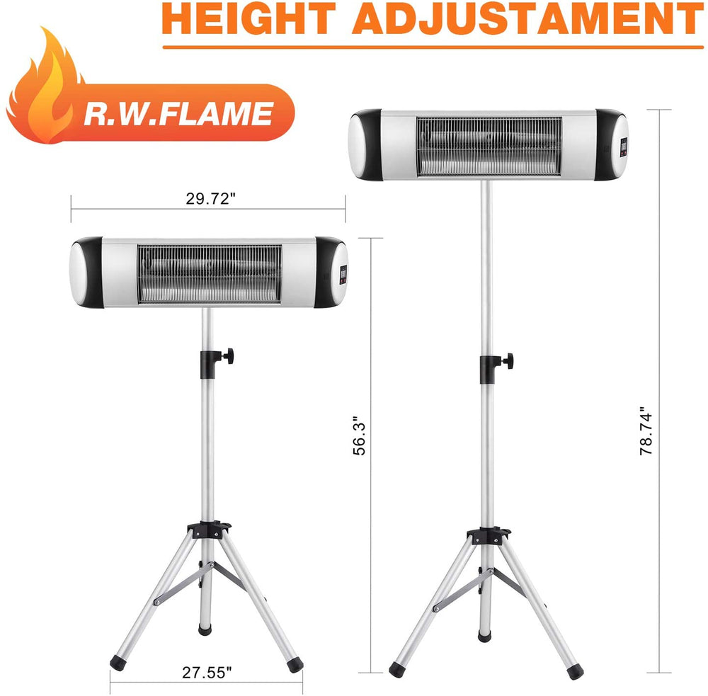 RW Flame 516B 500W-1500W Height Adjustable Waterproof IP65 Rated Infrared Electric Patio Heater With Remote New