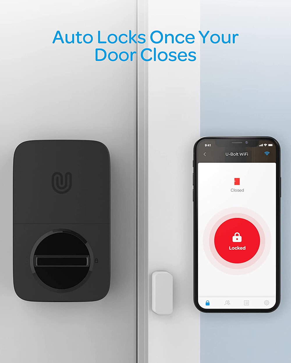 U-Tec U-BOLT-WIFI Bluetooth Enabled and Keypad Smart Deadbolt Door Lock in Black New