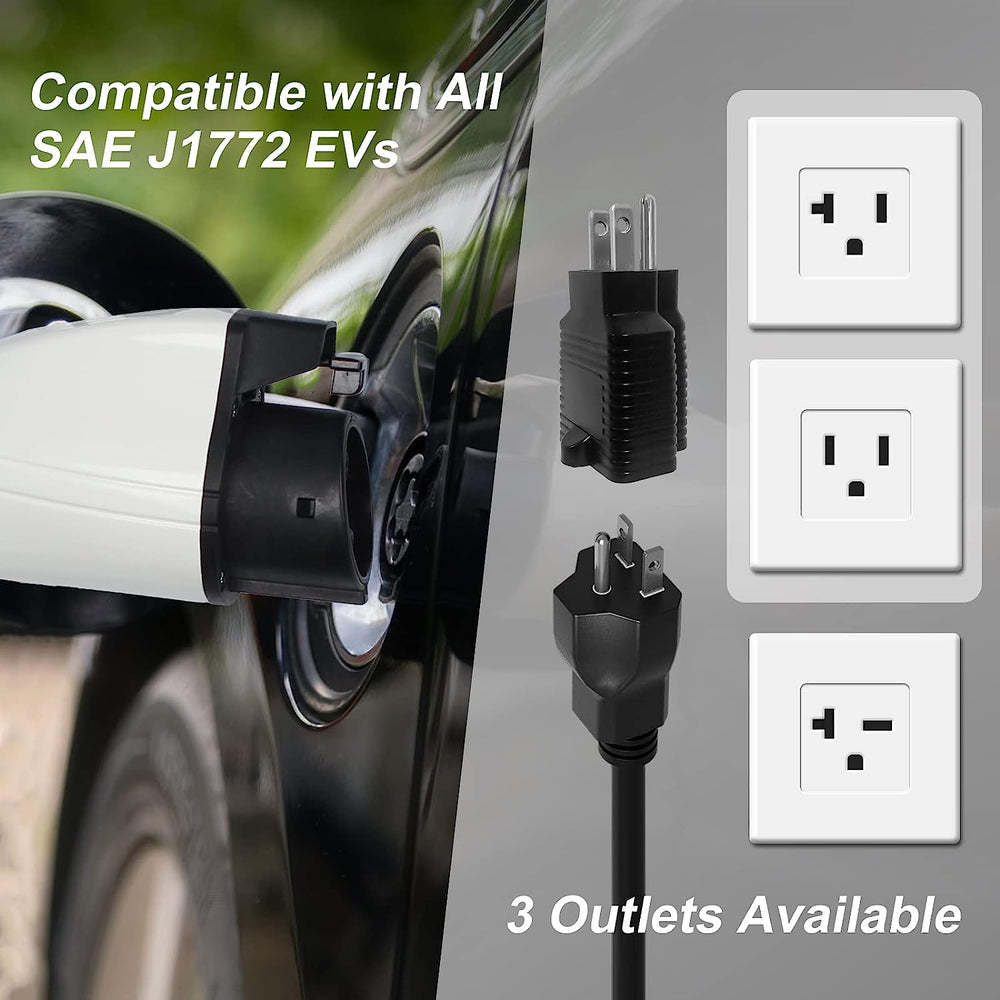 Megear Skysword Ⅱ Level 1-2 EV Charging Station 100-240V 16A 25FT Portable EVSE NEMA 6-20 Plug with NEMA 5-15 Adapter New