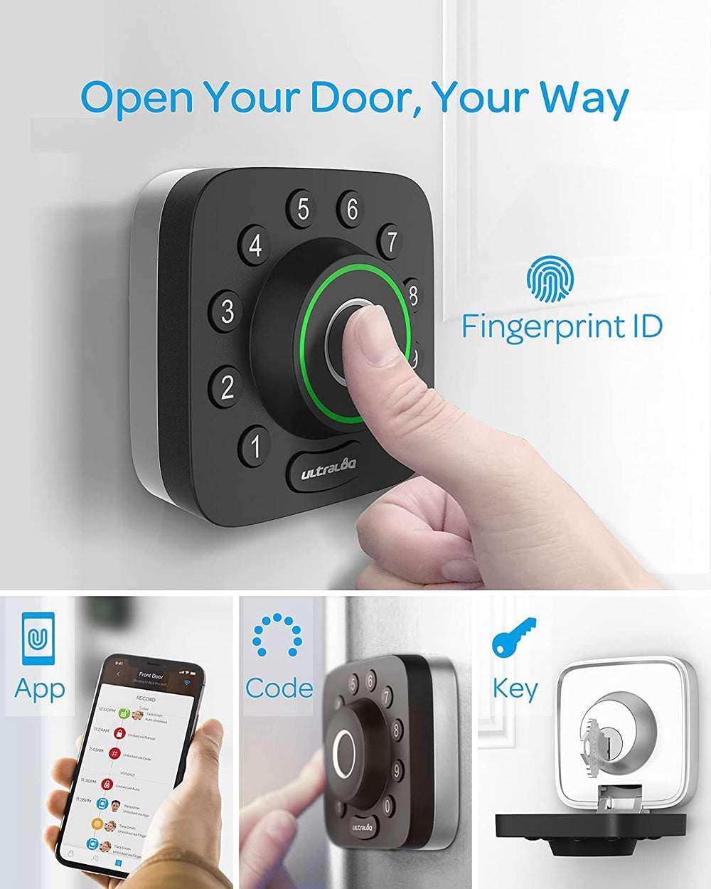 U-Tec U-BOLT-PRO 6-in-1 Bluetooth Enabled Fingerprint and Keypad Smart Deadbolt Door Lock New