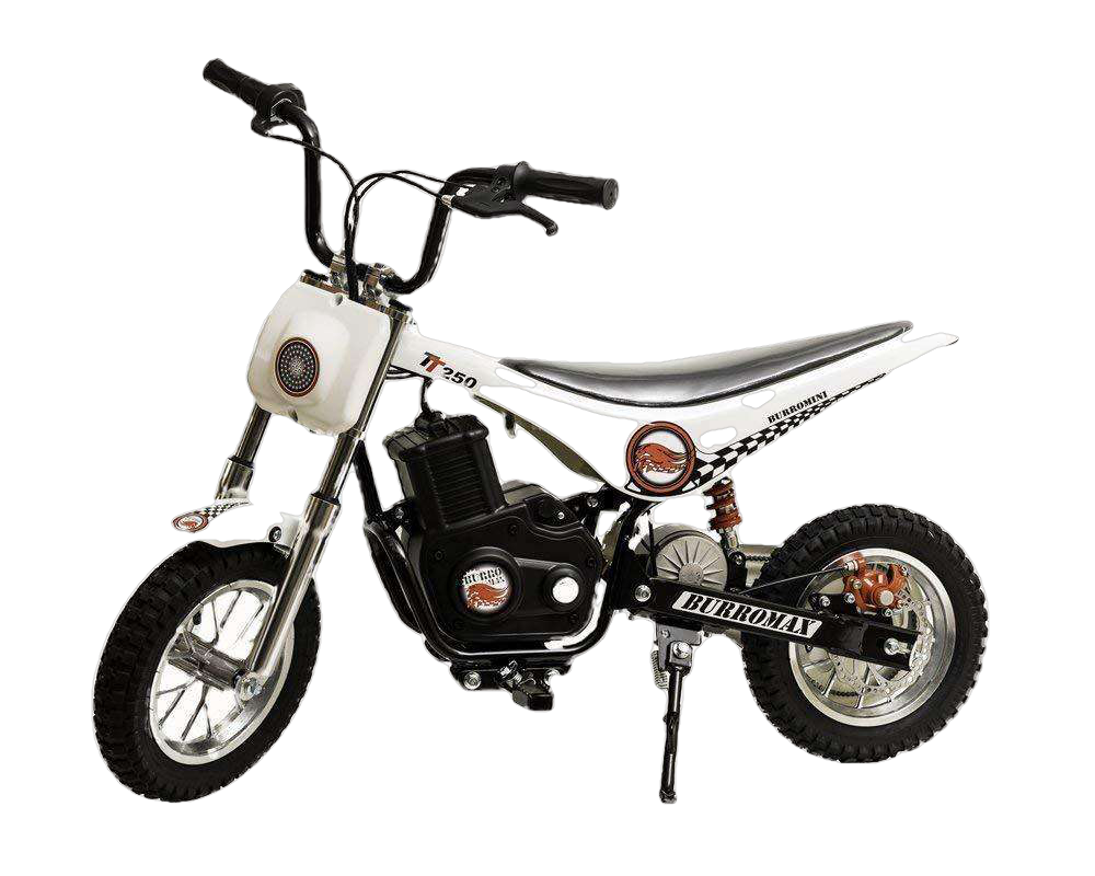 Burromax TT250 24V 250W Kids Off Road Electric Ride On Mini Pocket Dirt Bike White New