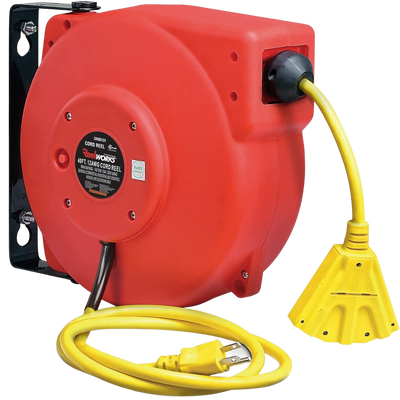 ReelWorks CR605131S3A 12 AWG x 40' 15 A 3 Grounded Outlets Retractable Extension Cord Reel New