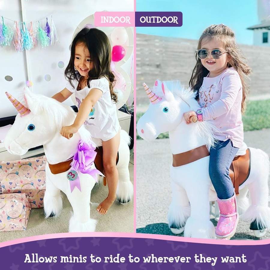 PonyCycle Ux304 Ride On White Unicorn Small New