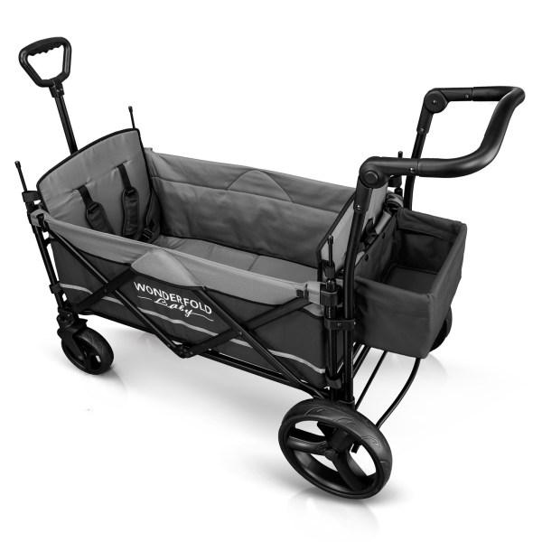 WonderFold Baby X2 Push/Pull 2-Passenger Double Stroller Wagon Grey New