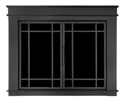 Pleasant Hearth Fillmore Large 32.5 by 43 in. Opening Glass Fireplace Doors Midnight Black New