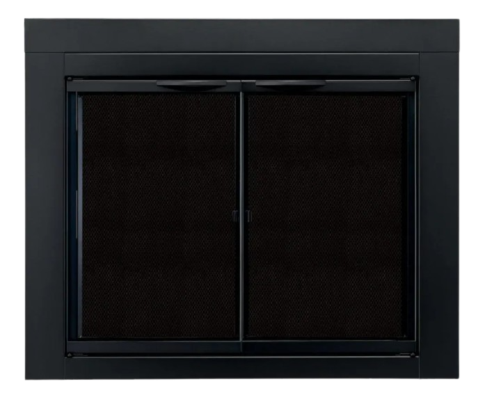 Pleasant Hearth Alpine Medium 32.5 by 37.5 in. Opening Glass Fireplace Doors Black New