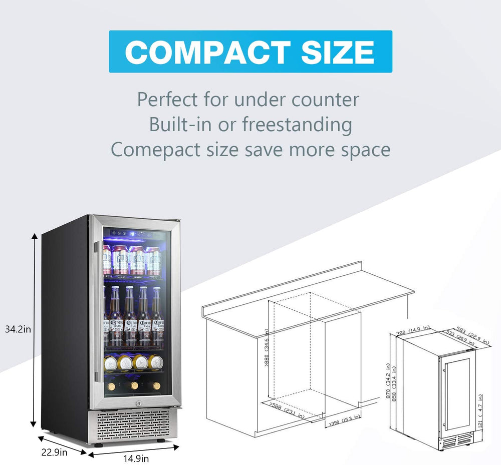 Antarctic Star W74C 15 Inch Beverage Refrigerator with Digital Memory Temperature Control New