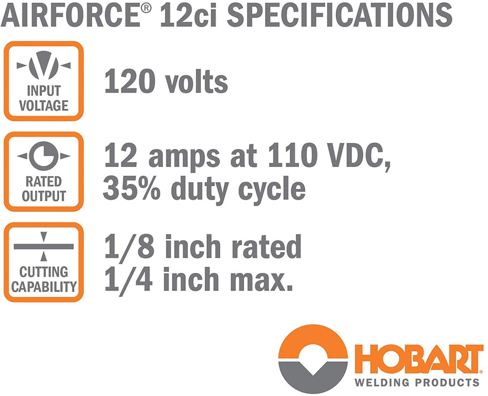 Hobart 500564 Airforce 12ci Plasma Cutter with Built-In Air Compressor 120V New