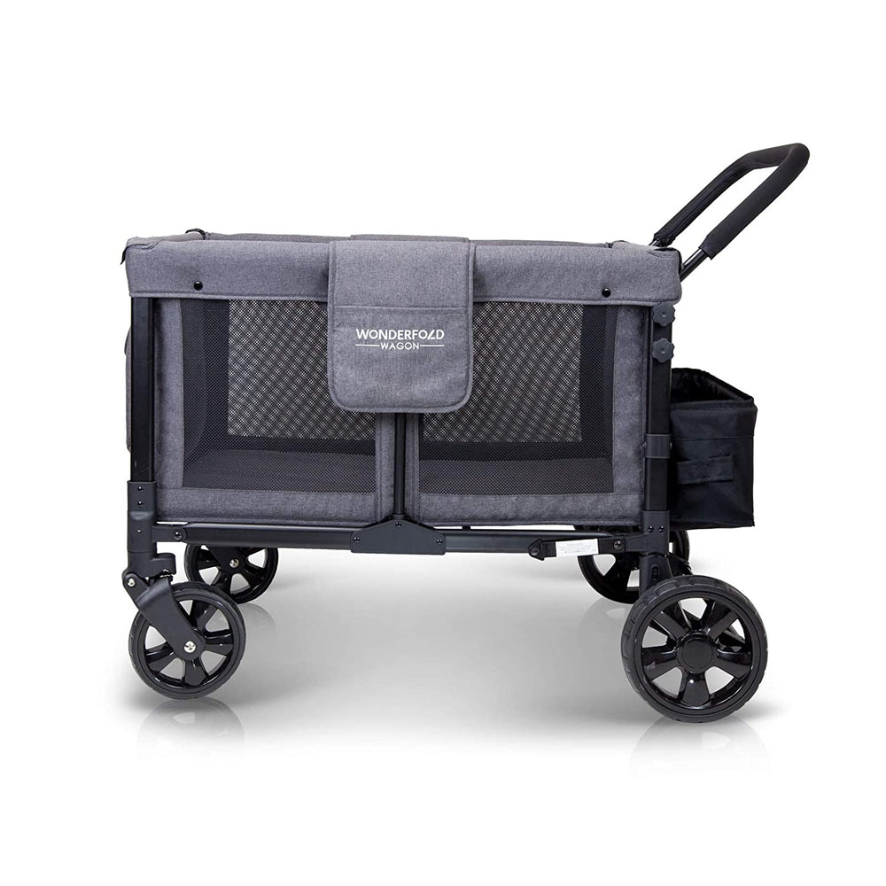 WonderFold W4 Elite Push/Pull 4-Passenger Quad Stroller Wagon Gray New