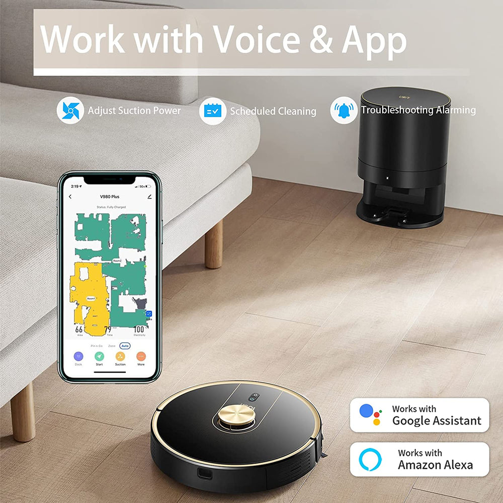 Uoni V980 Plus Robot Vacuum Cleaner with Self-Emptying Dustbin New