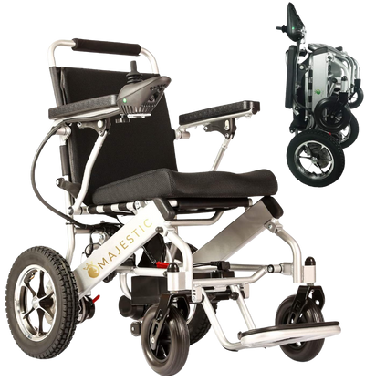 ComfyGO 601-7001 Majestic Fold & Travel Lightweight Electric Power Heavy Duty Wheelchair Scooter Silver New