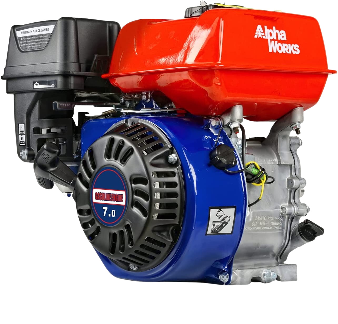 Alpha Works GUT031 4 Stroke 7HP Recoil Start 3600RPM Horizontal Motor Gas Engine New