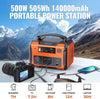 DBPOWER PWPG0009 500W 505Wh 140000mAh Portable Power Station w/ LED Light Solar Battery Generator New