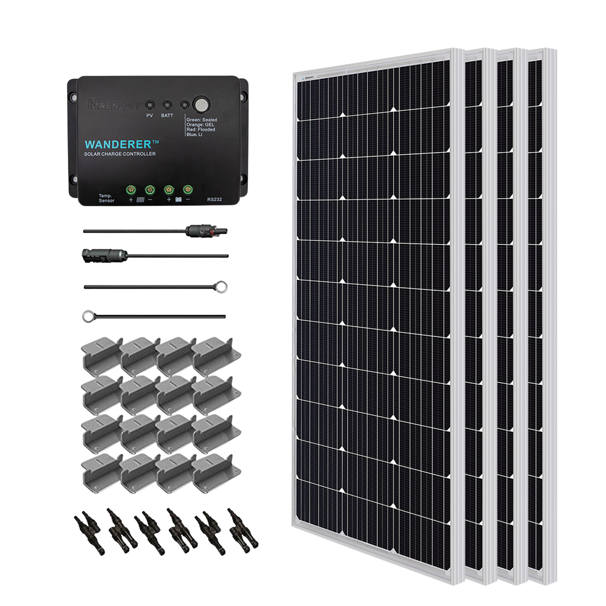 Rng Kit Renogy RNG-KIT-STARTER400D-WND30-US Watt 12 Volt Solar Starter Kit New ...