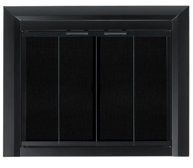 Pleasant Hearth Clairmont Large 32.5 by  43.5 in. Opening Glass Fireplace Doors Black New