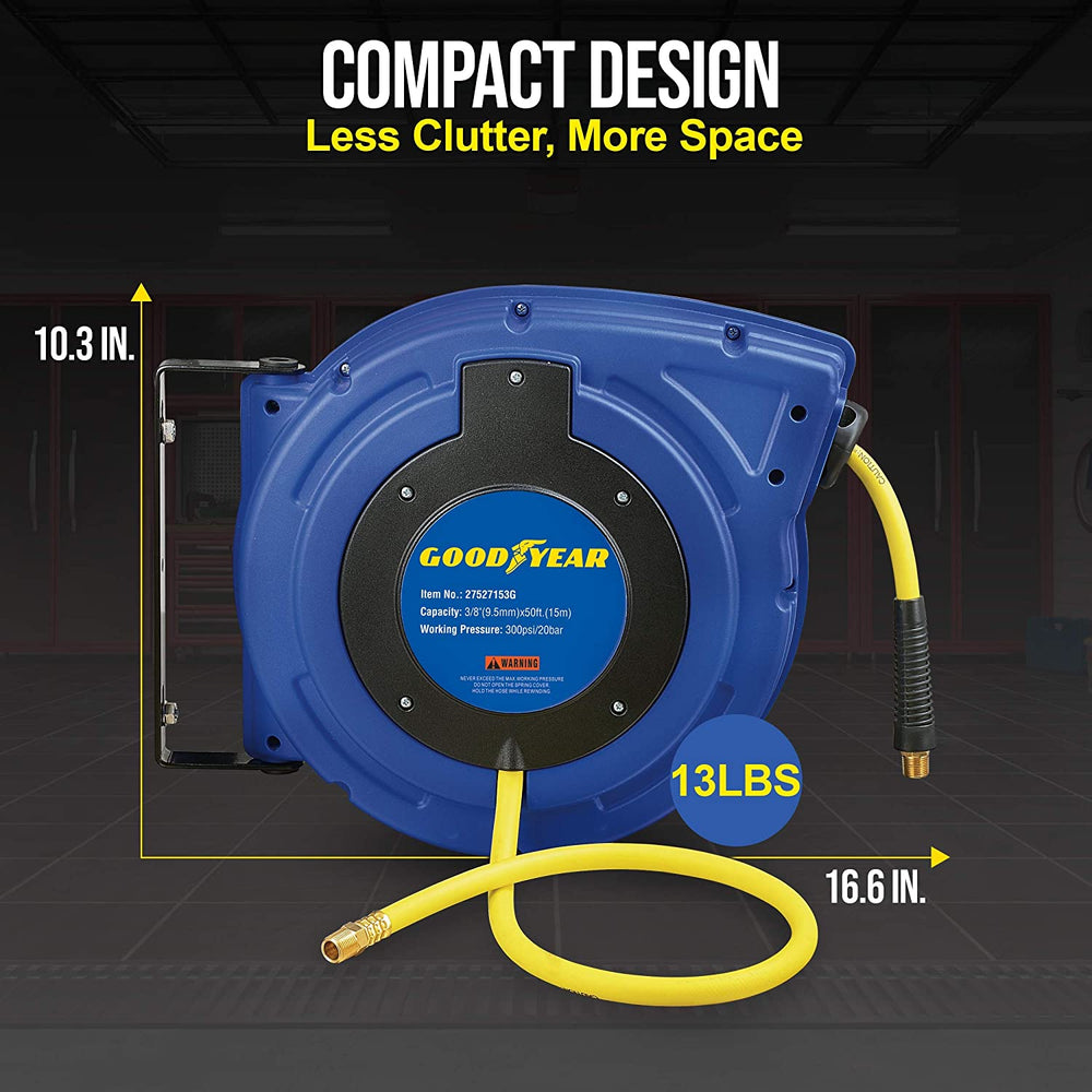 Goodyear 300 PSI 3/8" x 50' Retractable Air Hose Reel New