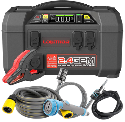 Lokithor AW401 5 in 1 2500 Jump Starter with 1.5 MPA Car Washer New