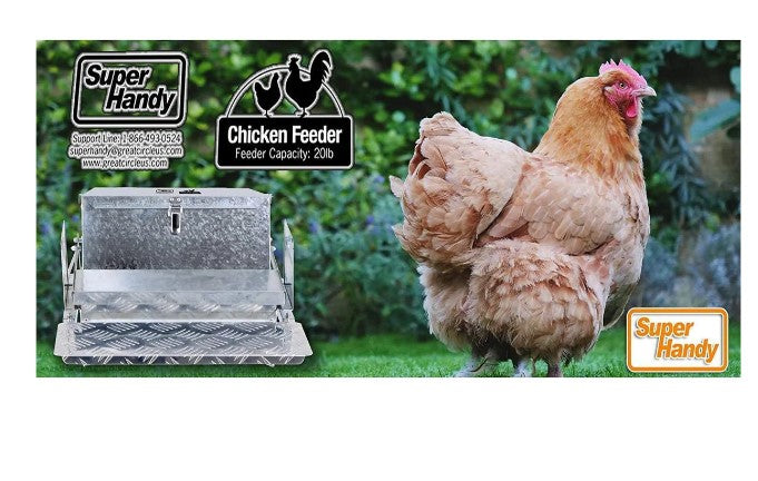 Super Handy GUT028 20 lb Capacity Galvanized Steel Automatic Chicken Feeder New