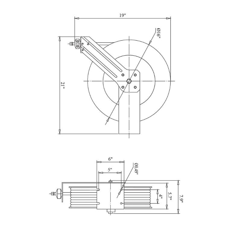 ReelWorks Retractable Air Hose Reel 3/8" x 50'FT 1/4" MNPT Connections Single Arm New