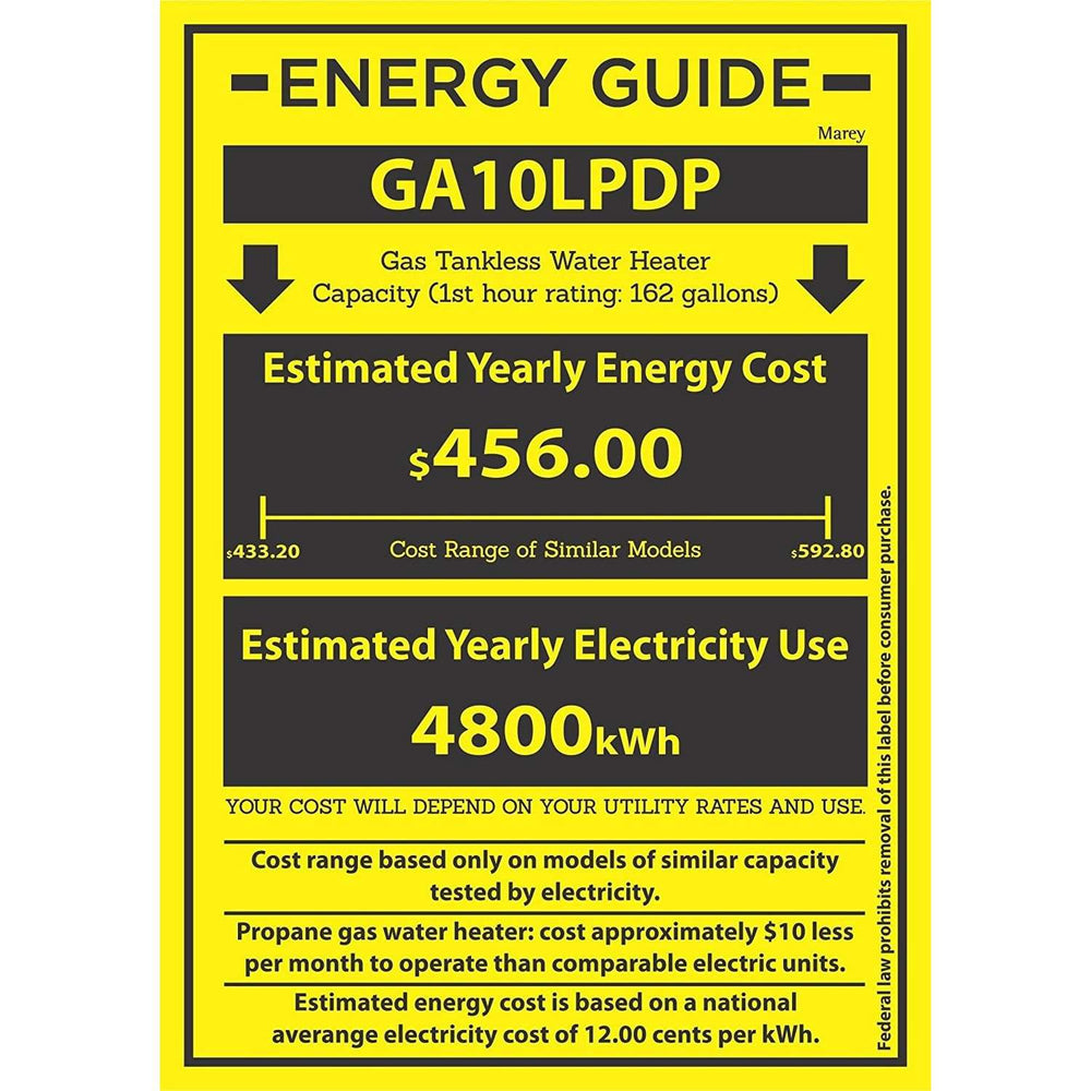 Marey GA10LPDP 3.1 GPM Propane Tankless Water Heater Open Box