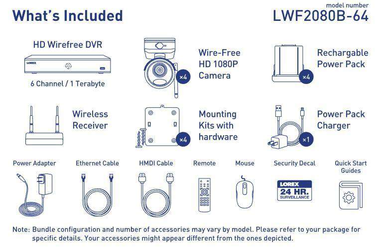 Lorex LWF2080B-64 Wire Free Battery Two-Way Audio 4 Camera 6 Channel Indoor/Outdoor Security Surveillance System New