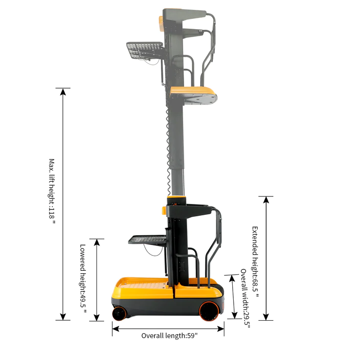 Apollolift A-5001 Electric Mini Order Picker 118" Lifting Height 200 lbs. Capacity New