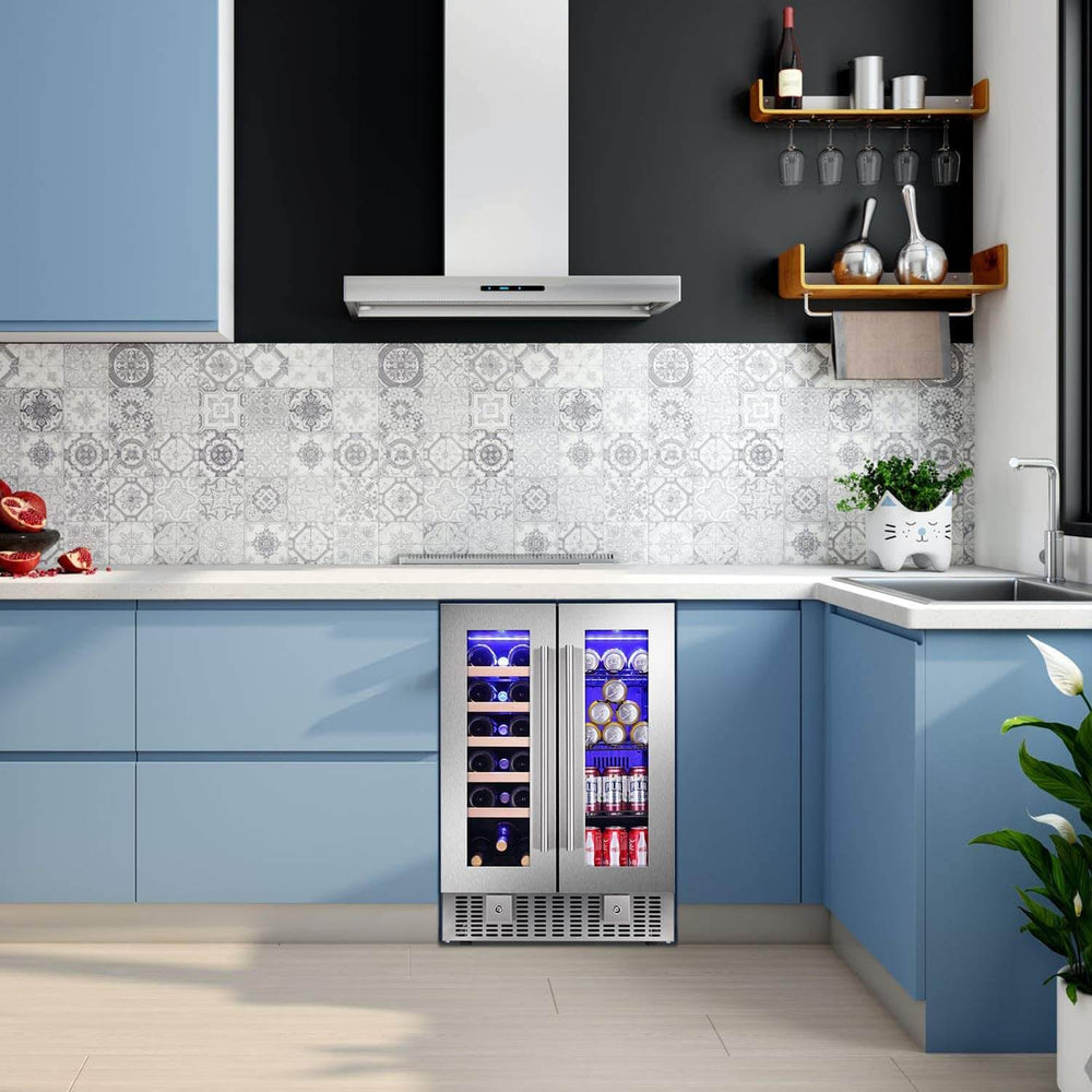 Antarctic Star W515 24 Inch 2 Door Dual Zone Beverage Refrigerator with Digital Memory Temperature Control New