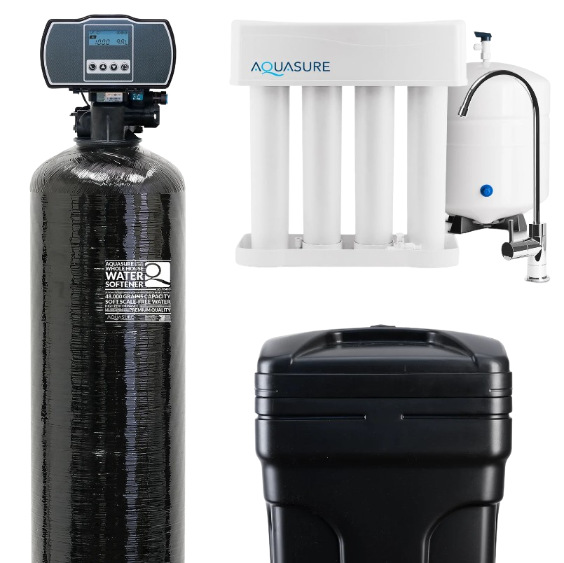 Aquasure AS-PR75HS48D 48,000 Grain Whole House Water Softener and Reverse Osmosis Drinking Water Filter Bundle New