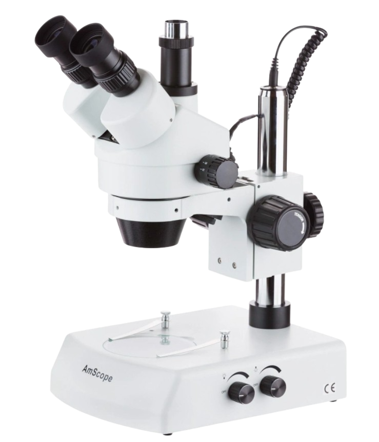 Amscope SM-2T 7X - 45X Trinocular Stereo Zoom Microscope with Dual Halogen Lights New